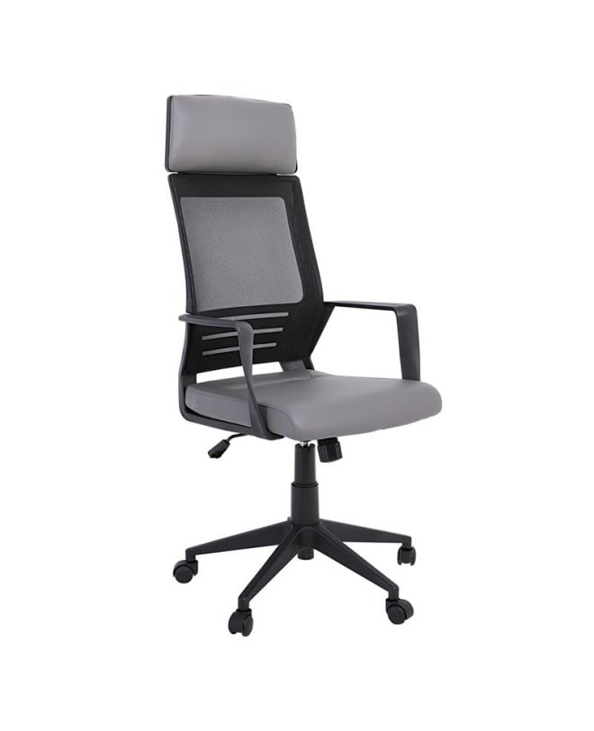 BF2500 Πολυθρόνα Γραφείου Διευθυντή Mesh Μαύρο - Pu Γκρι  58x62x116/126cm