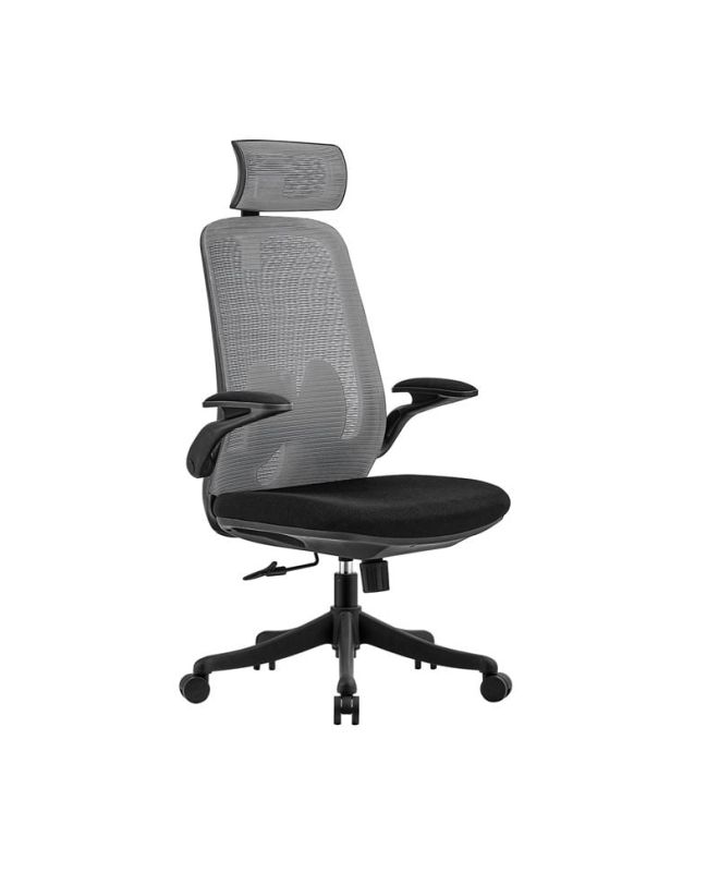 BF3950 Πολυθρόνα Γραφείου Διευθυντή, Mesh Γκρι, Ύφασμα Μαύρο  72x63x113/123cm