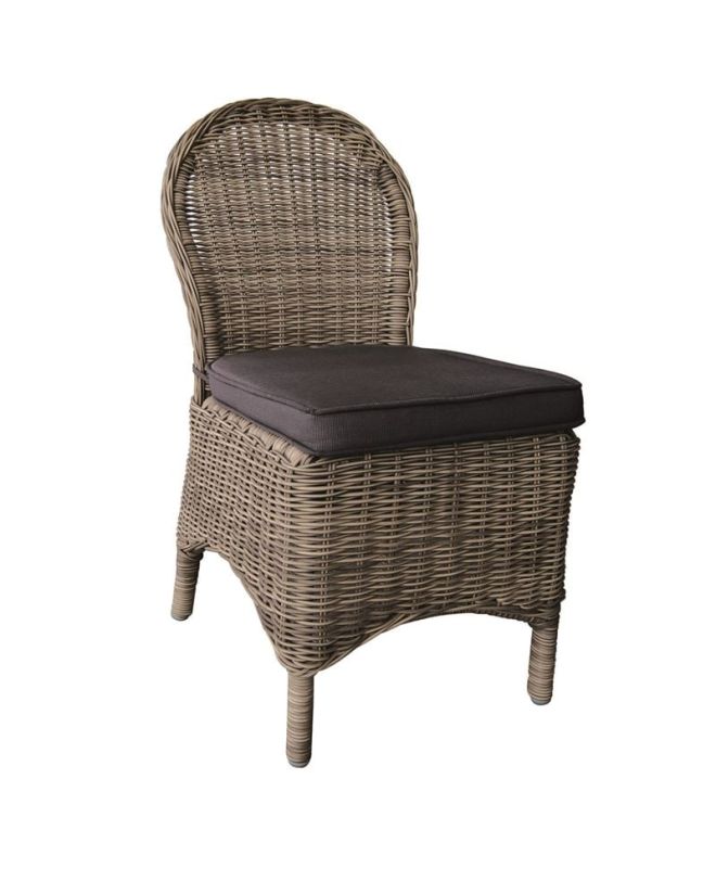 MONTANA Καρέκλα Τραπεζαρίας Κήπου ALU, Φ5mm Round Wicker Grey Brown, Μαξιλάρι Ανθρακί  48x65x91cm