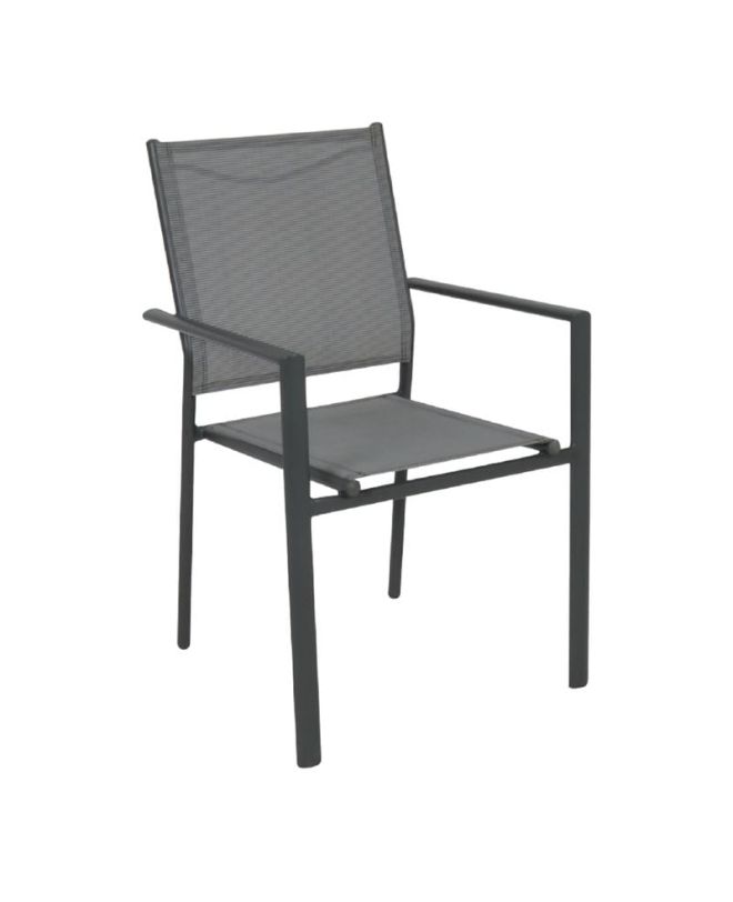 LANSON Πολυθρόνα Κήπου Βεράντας, Μέταλλο Βαφή Ανθρακί Textilene Grey  55x55x86cm