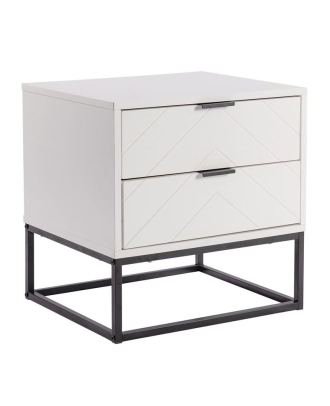 DIANO Κομοδίνο με 2 Συρτάρια, Άσπρο  48x40x48cm