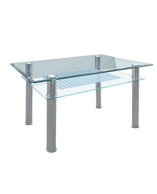 VERON Τραπέζι Τραπεζαρίας Κουζίνας Inox - Γυαλί  90x60x75cm