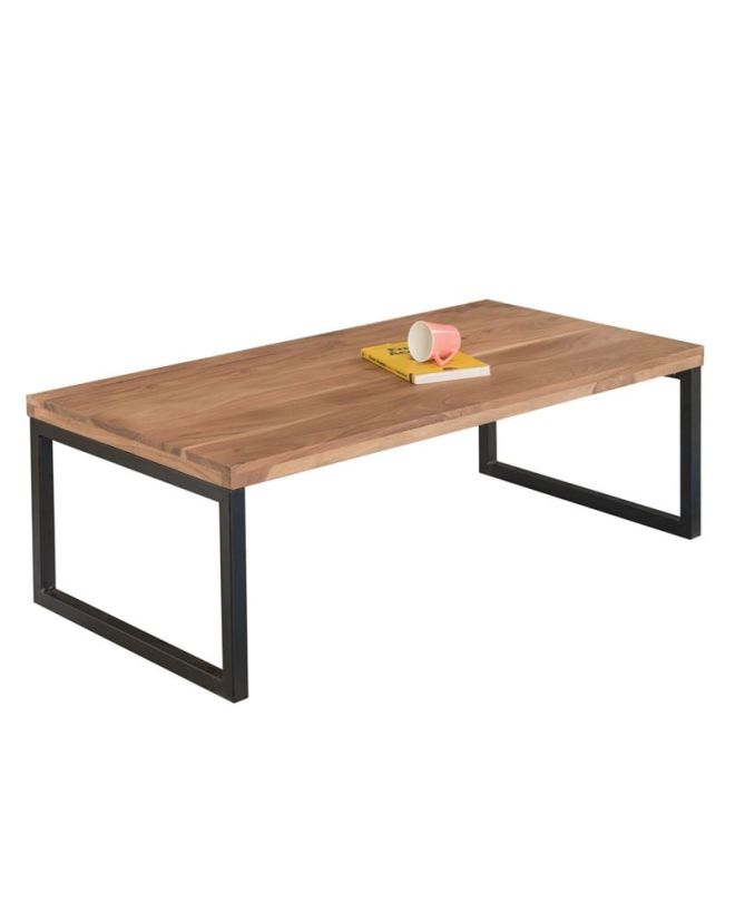 TAMPA Τραπεζάκι Σαλονιού Καθιστικού, Μέταλλο Βαφή Μαύρο, Ξύλο Ακακία Φυσικό  115x60x40cm