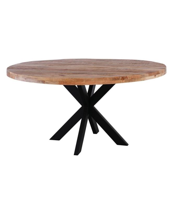 LIZARD Τραπέζι Τραπεζαρίας, Μέταλλο Βαφή Μαύρο, Ξύλο Mango Απόχρωση Φυσικό  Φ150cm H.78cm