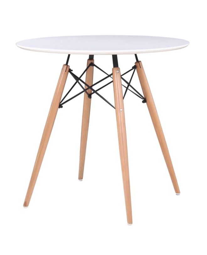 ART Wood Tραπέζι, Πόδια Οξιά Φυσικό, Επιφάνεια MDF Άσπρο  Φ80cm H.74cm