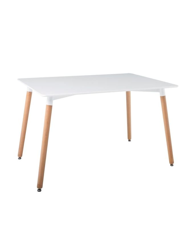 ART Tραπέζι Τραπεζαρίας Κουζίνας, Άσπρο MDF, Πόδια Οξιά Φυσικό  120x80x73cm