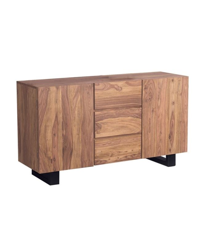 NELSON Μπουφές Τραπεζαρίας Μέταλλο Βαφή Μαύρο, Ξύλο Ακακία Φυσικό  140x45x78cm