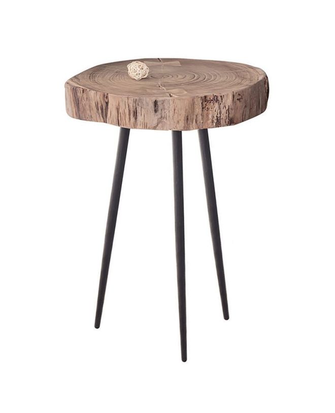 PATEL Τραπεζάκι Σαλονιού Καθιστικού, Μέταλλο Βαφή Μαύρο, Ξύλο Ακακία Φυσικό  +/-35x39x54cm