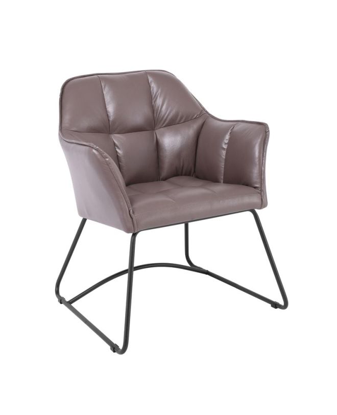 POLLY Πολυθρόνα Μέταλλο Βαφή Μαύρο, Ύφασμα Suede Cappuccino  67x64x82cm