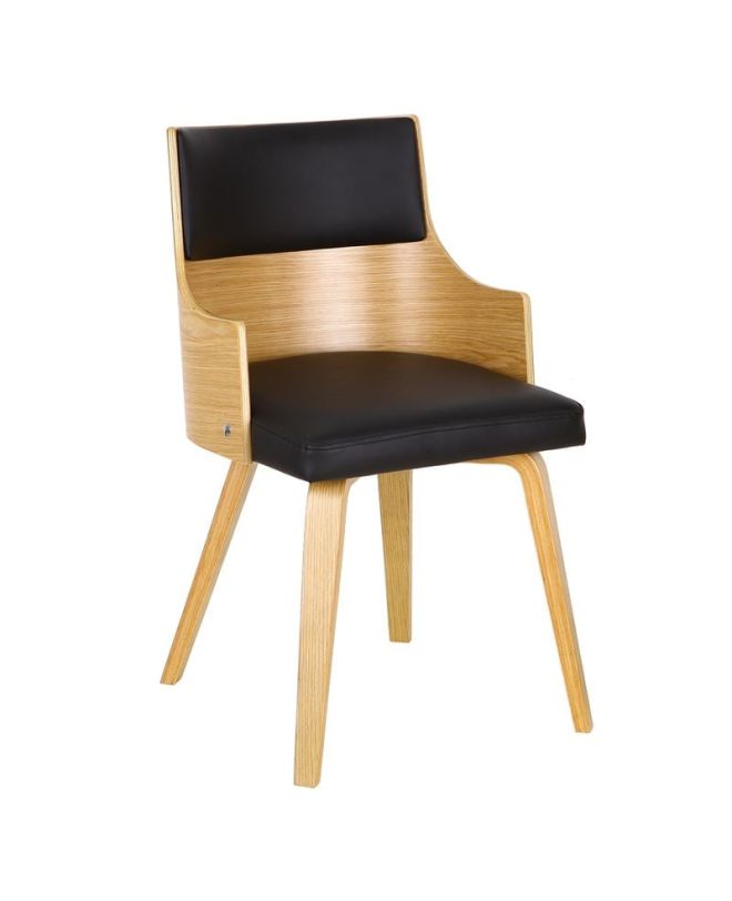 EMERSON Πολυθρόνα Φυσικό - Pu Μαύρο  48x53x79cm