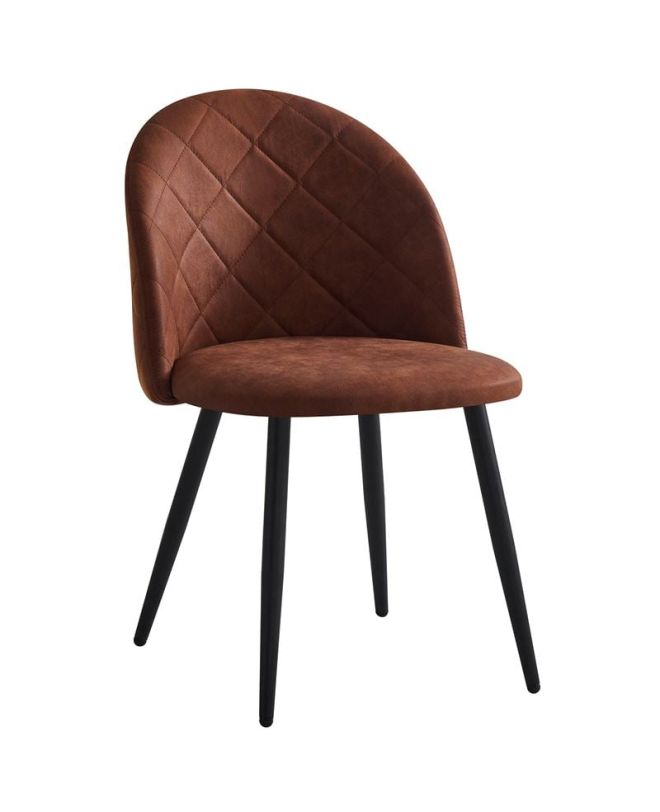 BELLA Καρέκλα Τραπεζαρίας, Μέταλλο Βαφή Μαύρο, Ύφασμα Απόχρωση Suede Καφέ  50x56x80cm