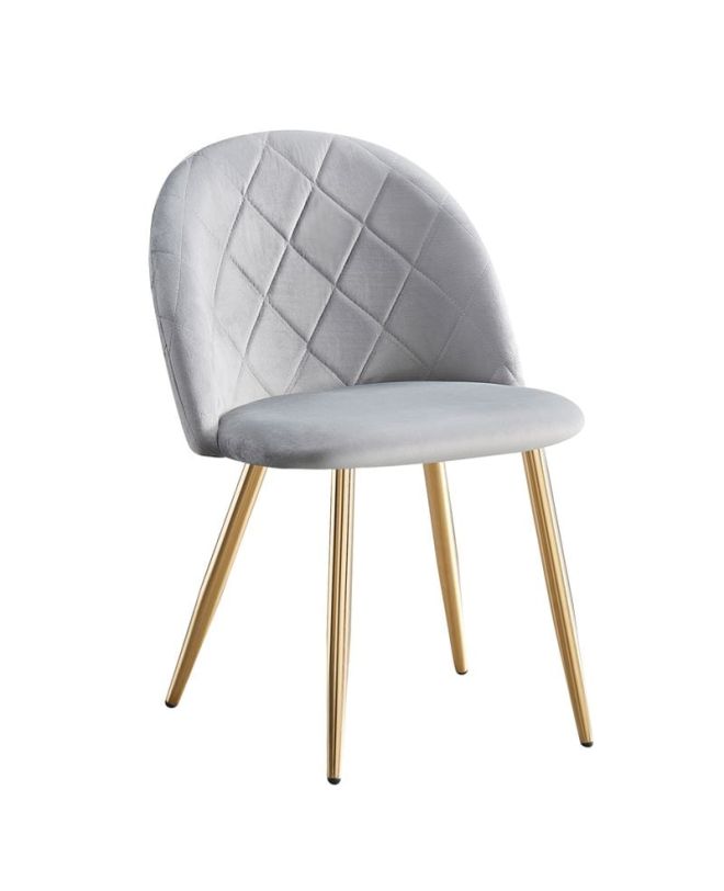 BELLA Καρέκλα Τραπεζαρίας, Μέταλλο Χρώμιο Χρυσό, Ύφασμα Velure Απόχρωση Γκρι  50x56x80cm