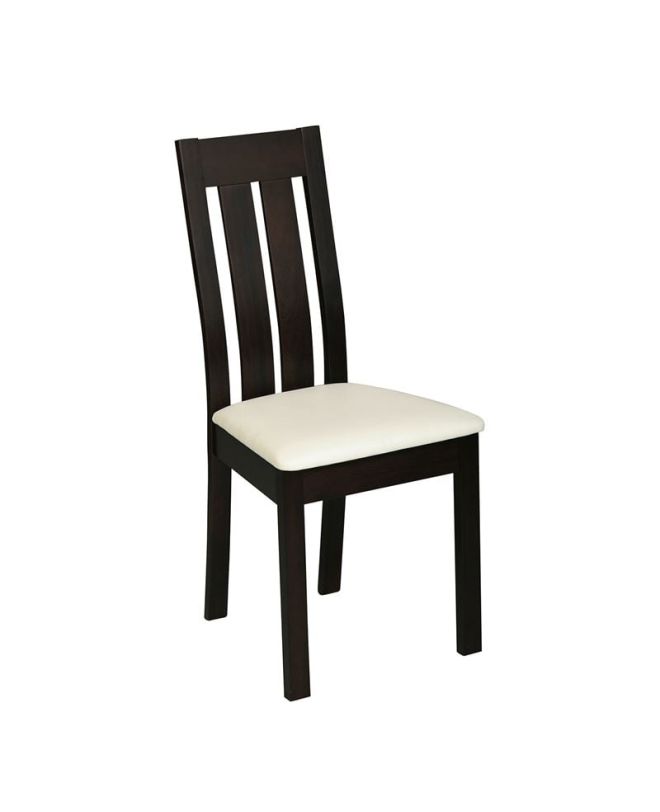 REGO Καρέκλα Οξιά Σκούρο Καρυδί, PVC Εκρού  45x52x97cm