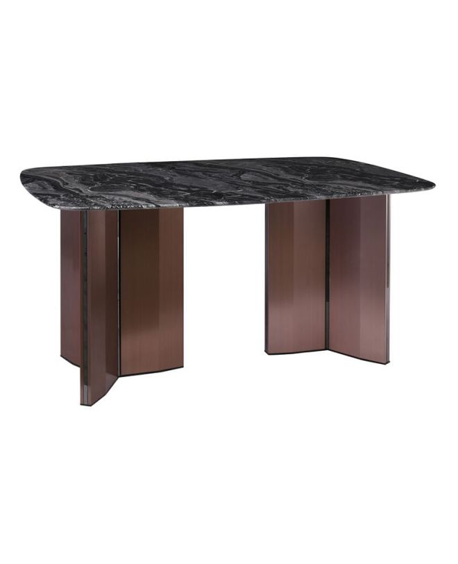 BARRY Τραπέζι Τραπεζαρίας, Επιφάνεια Μάρμαρο, Βάση Μέταλλο Απόχρωση Καρυδί  160x90x73cm