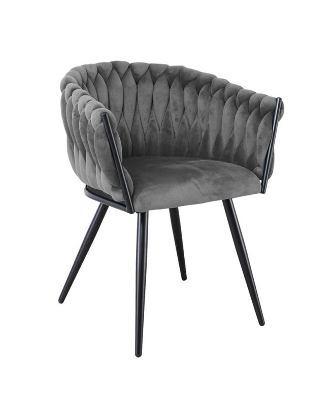 VERDI Πολυθρόνα Μέταλλο Βαφή Μαύρο, Ύφασμα Velure, Απόχρωση Γκρι  64x54x80cm