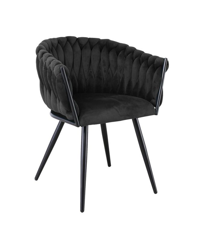 VERDI Πολυθρόνα Μέταλλο Βαφή Μαύρο, Ύφασμα Velure, Απόχρωση Μαύρο  64x54x80cm