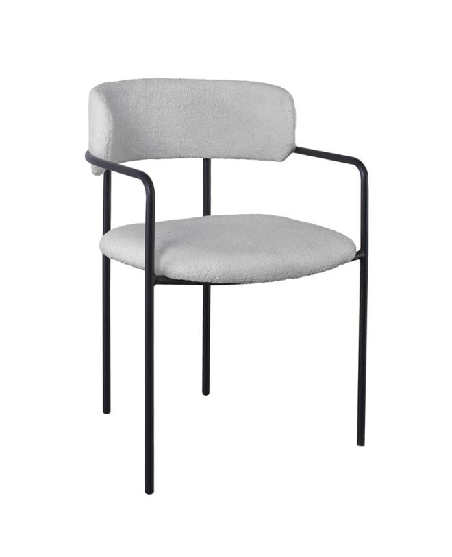 GILLAN Πολυθρόνα Μέταλλο Βαφή Μαύρο, Ύφασμα Teddy, Απόχρωση Γκρι  54x54x81cm