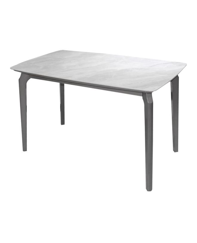 DALIN Τραπέζι Τραπεζαρίας- Κουζίνας, Ξύλο Γκρι-Επιφάνεια Sintered Stone White Marble  130x80x74cm