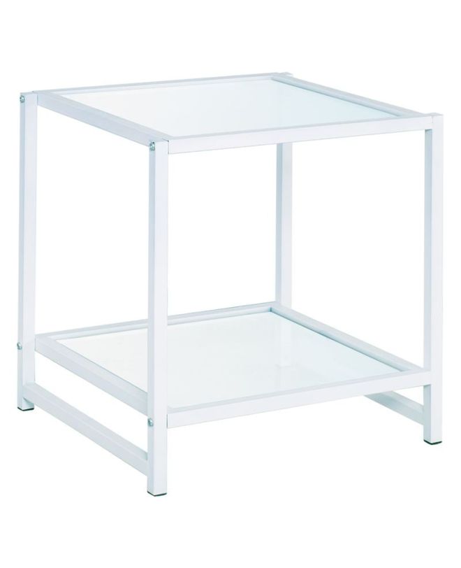 ATOS Κομοδίνο Μέταλλο Βαφή Άσπρο - Γυαλί 5mm  48x44x50cm