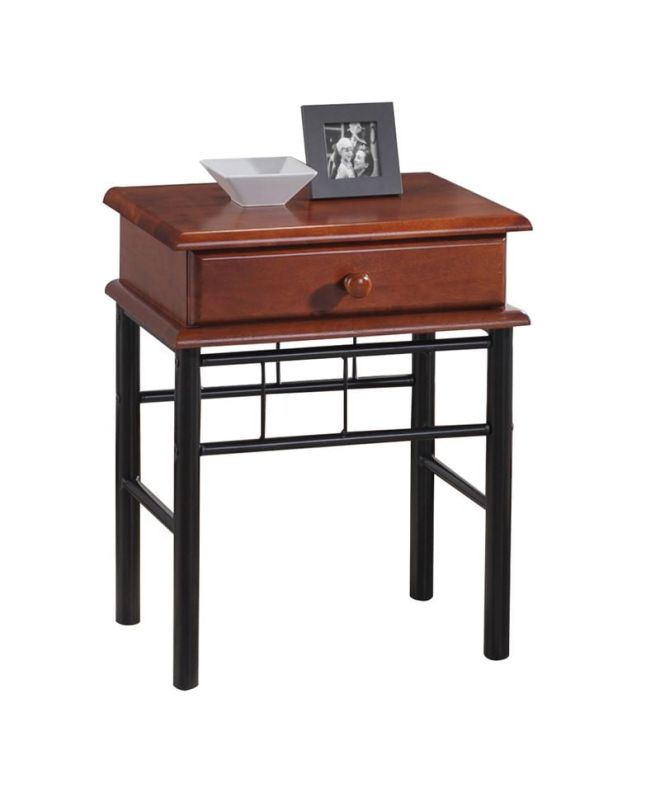 FLORA Κομοδίνο Μέταλλο Βαφή Μαύρο, Ξύλο Καρυδί  33x45x59cm