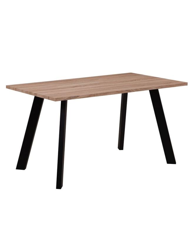 BAXTER Τραπέζι Κουζίνας Τραπεζαρίας, Μέταλλο Βαφή Μαύρο, Sonoma  140x80x75cm