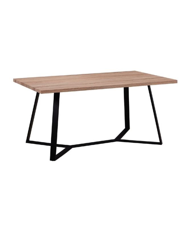 HANSON Τραπέζι Κουζίνας Τραπεζαρίας, Μέταλλο Βαφή Μαύρο, Sonoma  160x90x75cm