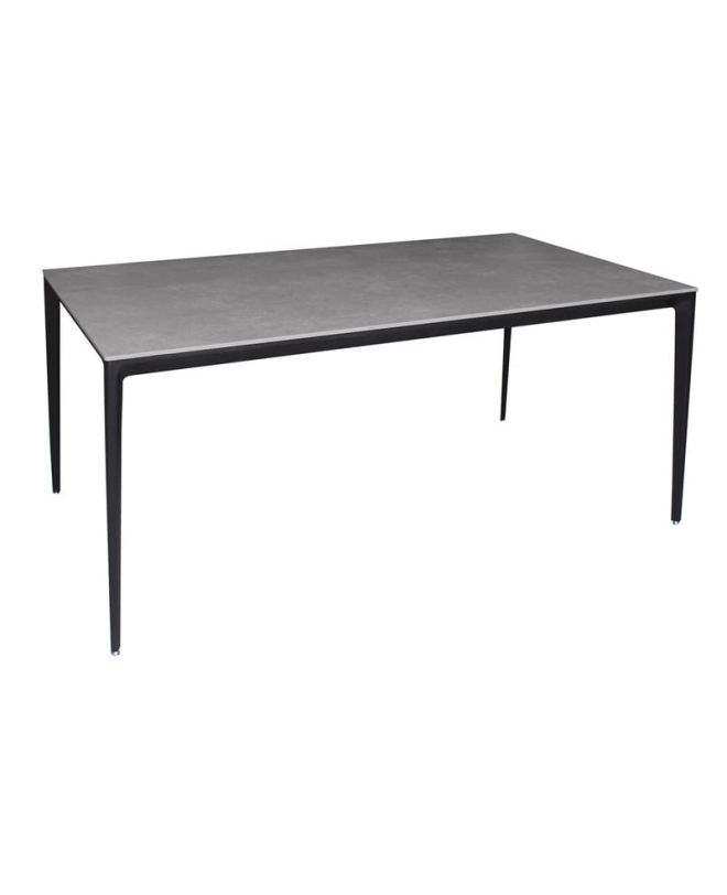 BARRET Τραπέζι Τραπεζαρίας - Κουζίνας, Alu Μαύρο, Επιφάνεια Sintered Stone Γκρι  140x80x74cm