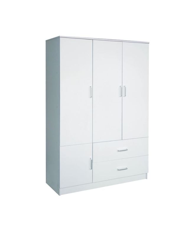 CLOSET Ντουλάπα Τετράφυλλη, 5 Ράφια, 2 Συρτάρια, Θέσεις για Κρεμάστρες, Απόχρωση Άσπρο  120x50x180cm