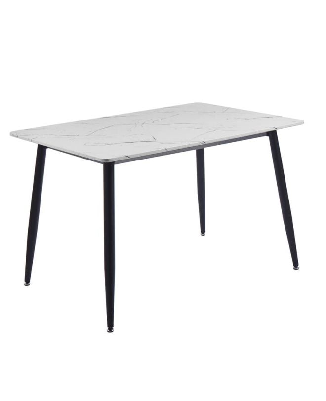 DATUM Τραπέζι Κουζίνας- Τραπεζαρίας, Μέταλλο Βαφή Μαύρο, Mdf Άσπρο Μάρμαρο  120x80x75cm