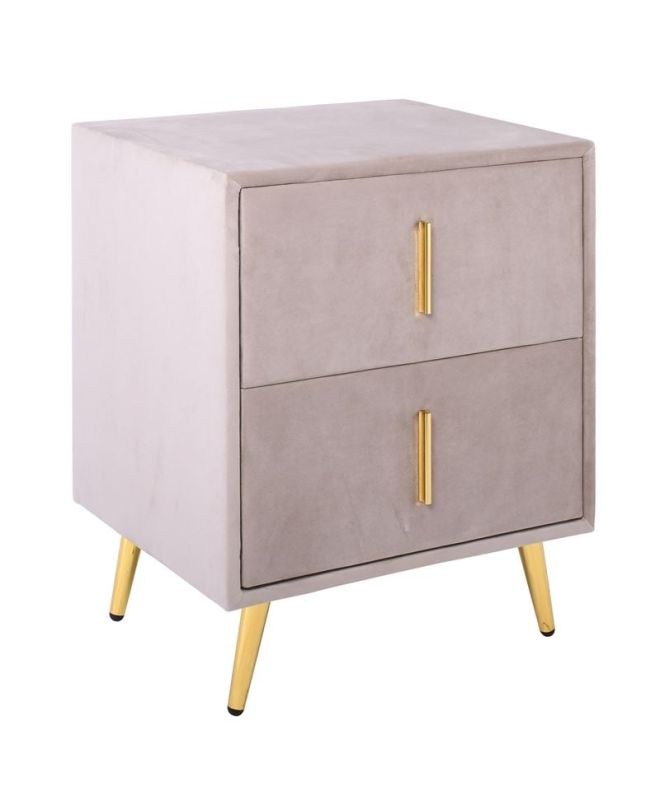 PASSION  Κομοδίνο με 2 Συρτάρια, Ύφασμα Velure Απόχρωση Cappuccino  51x40x65cm