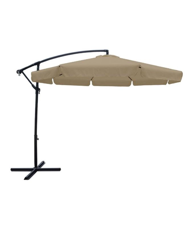 ΟΜΠΡΕΛΑ HANGING Αλουμινίου Σκελετός Ανθρακί, Ύφασμα Μπεζ, Βάση Μέταλλο Βαφή Ανθρακί  Φ 3m (H 2,6m)