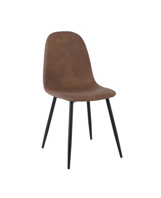 CELINA Καρέκλα Μέταλλο Βαφή Μαύρο, Ύφασμα Suede Καφέ Antique  45x54x85cm