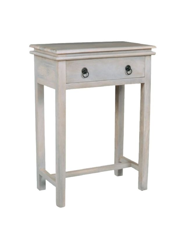 MAISON CONSOLE Έπιπλο Κονσόλα 1 Συρτάρι, Ξύλο Mango Antique Άσπρο  60x34x80cm