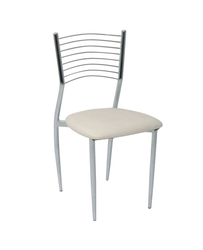 VIVIAN Καρέκλα Μέταλλο Χρώμιο, PVC Εκρού  40x44x83cm