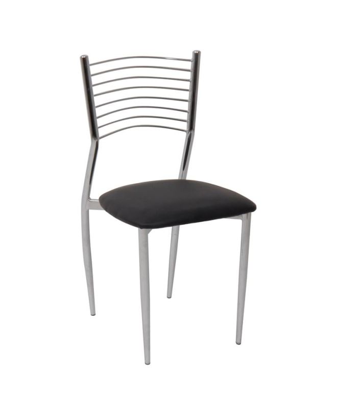 VIVIAN Καρέκλα Μέταλλο Χρώμιο, ΡVC Μαύρο  40x44x83cm