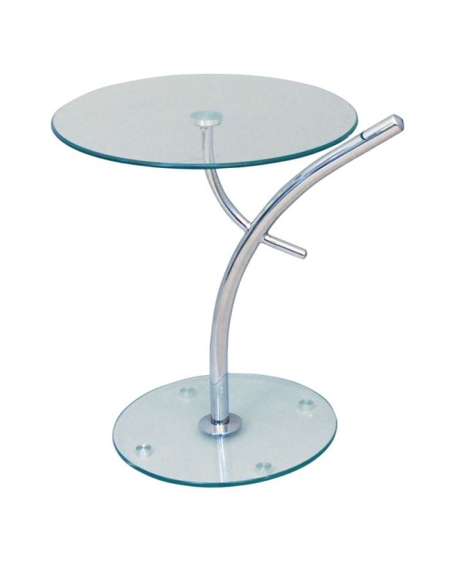 RAVEL Τραπεζάκι Βοηθητικό Χρώμιο - Γυαλί  Φ50cm H.58cm