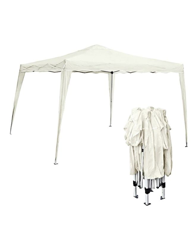 GAZEBO Πτυσσόμενο Μέταλλο Βαφή Άσπρο, Ύφασμα Άσπρο  3x3m (H. 2.55m)