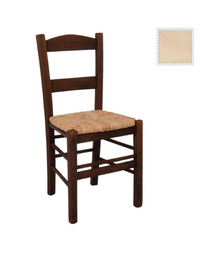 ΣΥΡΟΣ Καρέκλα Άβαφη Οξιά με Ψάθα Αβίδωτη  41x45x88cm