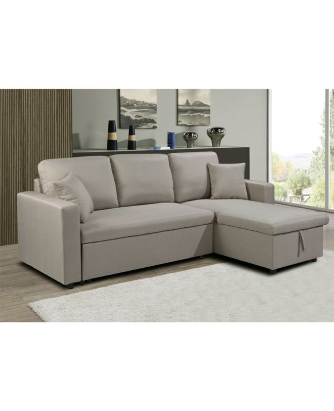 MONTREAL Καναπές - Κρεβάτι Γωνία Αναστρέψιμη με Χώρο Αποθήκευσης, Ύφασμα Μπεζ  223x146x80x83cm Bed:115x194x43