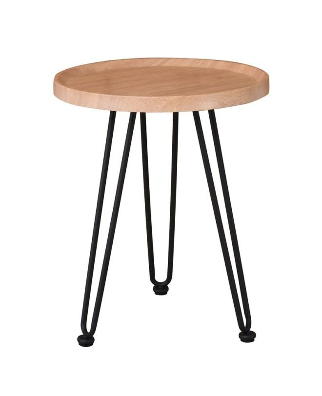 MATRIX Τραπεζάκι Σαλονιού Καθιστικού, Μέταλλο Βαφή Μαύρο, Ξύλο Φυσικό  Φ45xH.55cm