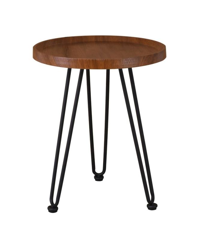 MATRIX Τραπεζάκι Σαλονιού Καθιστικού, Μέταλλο Βαφή Μαύρο, Ξύλο Καρυδί  Φ45xH.55cm