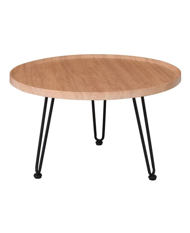 MATRIX Τραπεζάκι Σαλονιού Καθιστικού, Μέταλλο Βαφή Μαύρο, Ξύλο Φυσικό  Φ76xH.45cm