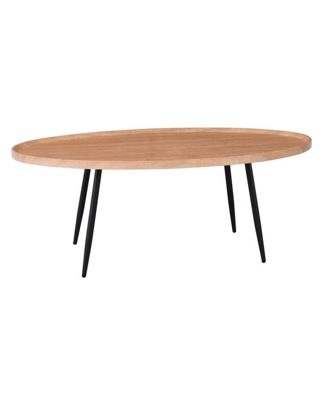 MATRIX Τραπεζάκι Σαλονιού Καθιστικού, Μέταλλο Βαφή Μαύρο, Ξύλο Φυσικό  120x60x46cm