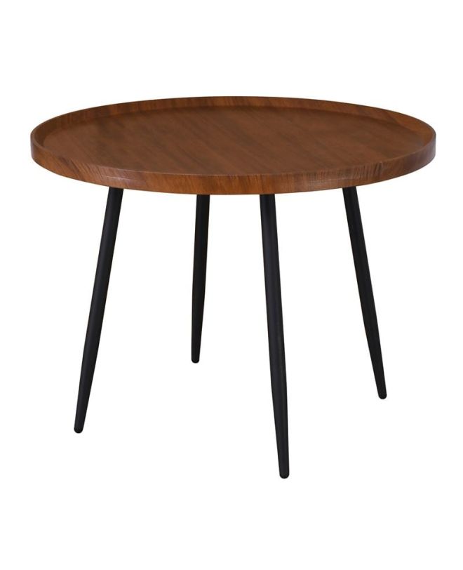 MATRIX Τραπεζάκι Σαλονιού Καθιστικού, Μέταλλο Βαφή Μαύρο, Ξύλο Καρυδί  Φ70xH.52cm