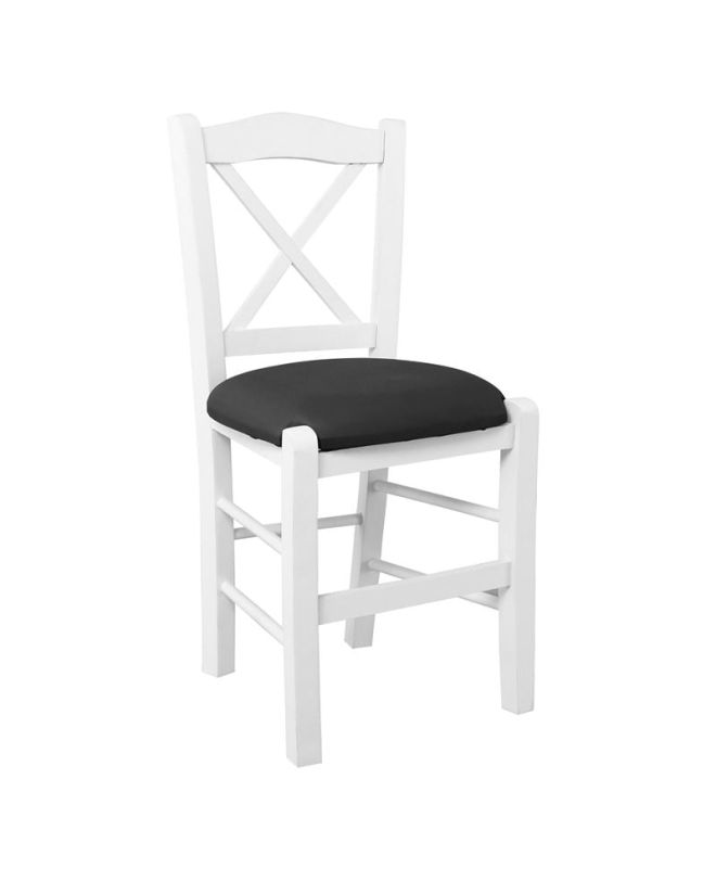 METRO Καρέκλα Οξιά Βαφή Εμποτισμού Άσπρο Κάθισμα Pu Μαύρο  43x47x88cm