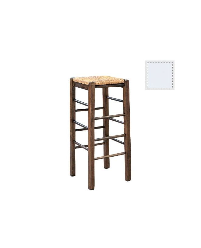 ΤΑΒΕΡΝΑΣ Σκαμπό BAR, Οξιά Βαφή Εμποτισμός Λάκα Άσπρο, Κάθισμα Ψάθα  35x35x80cm