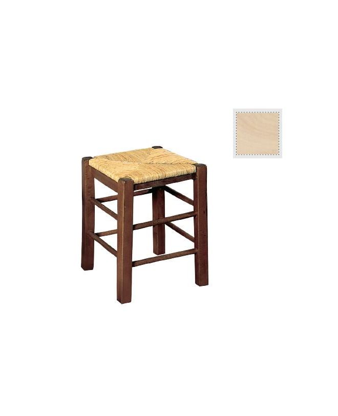 ΤΑΒΕΡΝΑΣ Σκαμπό Βοηθητικό, Οξιά Άβαφο με Κάθισμα Ψάθα - Αβίδωτη  35x35x50cm