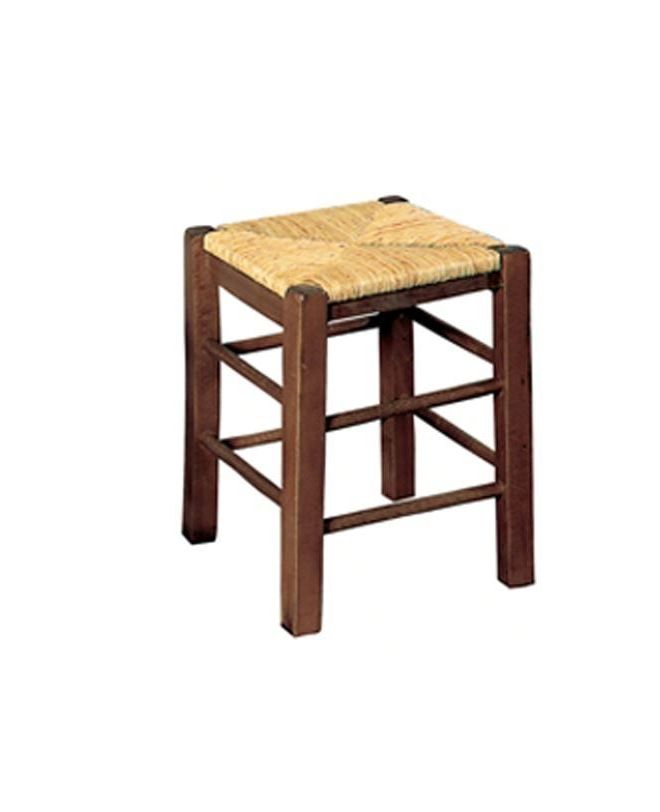 ΤΑΒΕΡΝΑΣ Σκαμπό Βοηθητικό, Οξιά Εμποτισμός Καρυδί, Κάθισμα Ψάθα  35x35x50cm