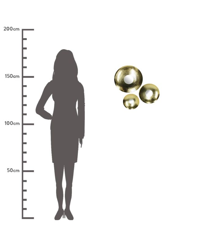 Καθρέπτης Χρυσό Αλουμίνιο 29.5x29.5x4.5cm Σετ 3Τμχ
