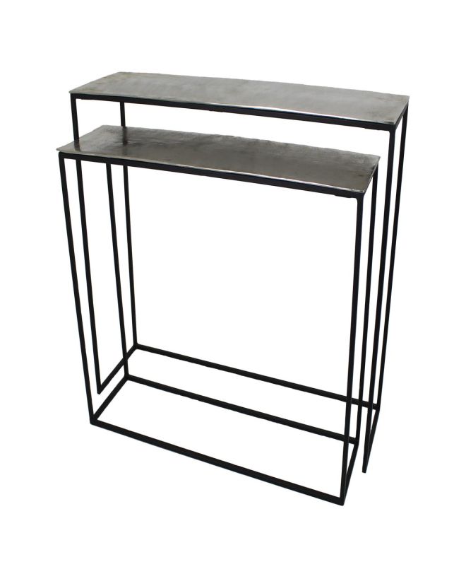 Τραπεζάκι Ασημί Αλουμίνιο 99x29x83cm Σετ 2Τμχ